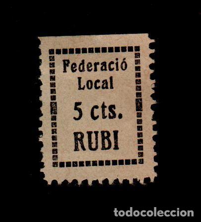 Briefmarken: CL4-19-91 Guerra Civil RUBI (Barcelona) FEDERACIO LOCAL 5 cts. Fesofi n&ordm; 1