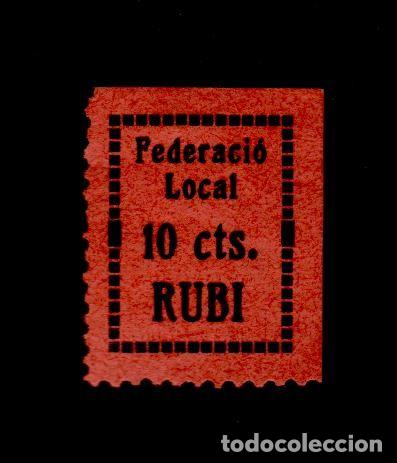 Briefmarken: CL4-19-91 Guerra Civil RUBI (Barcelona) FEDERACIO LOCAL 5 cts. Fesofi n&ordm; 2