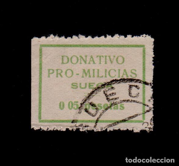 Briefmarken: CL4-20-03 Guerra Civil SUECA (Valencia) 0.05 ptas. Donativo PRO MILICIAS Fesofi n&ordm;  10