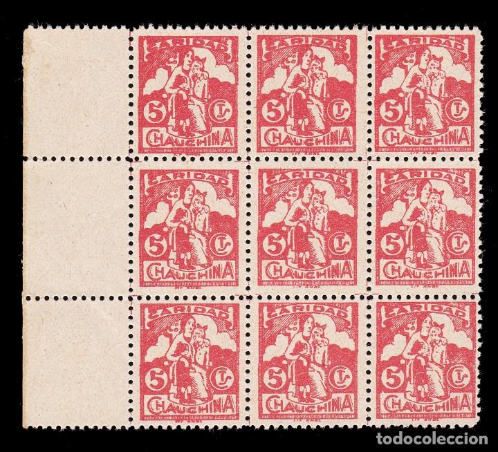 Stamps: *** MAGN&Iacute;FICO BLOQUE 9 LOCAL CHAUCHINA (GRANADA) 5 CTS. 214 CARIDAD, BENEFICENCIA ***