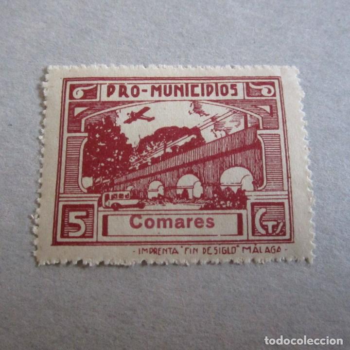 Sellos: PRO-MUNICIPIOS, 5 CTS, COMARES, GUERRA CIVIL