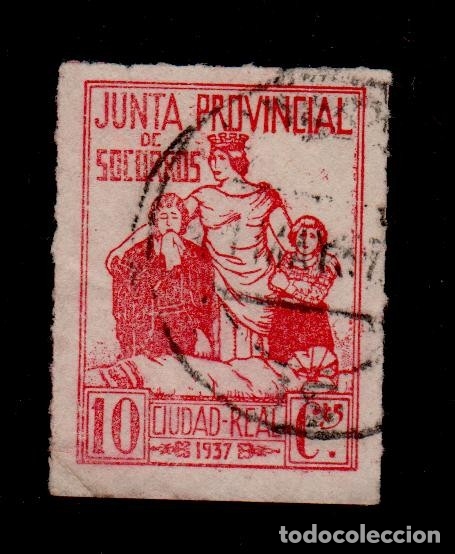 Briefmarken: CL4-9-75-5 Guerra Civil - Vi&ntilde;eta de CIUDAD REAL - JUNTA PROVINCIAL DE SOCORROS 10c. Rojo Fesofi n