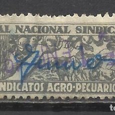 Sellos: 4902-RARO SELLO CUOTA 1939-40 CNS SINDICATO AGRO-PECUARIOS CENTRAL NACIONAL SINDICALISTA.SPA. Lote 137749138
