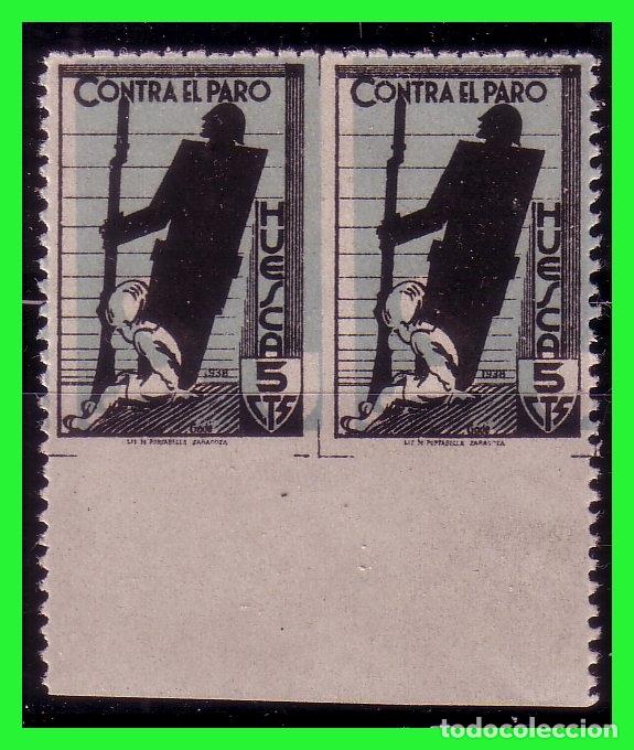 Briefmarken: HUESCA, Guerra Civil, Ni&ntilde;o sentado y combatiente, FESOFI n&ordm; 14 B2 * * variedad