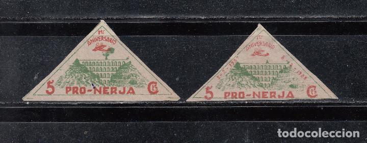 Briefmarken: PRO-NERJA. 2 SELLOS DE 5 CTS. CON Y SIN INSCRPCIONES LATERALES