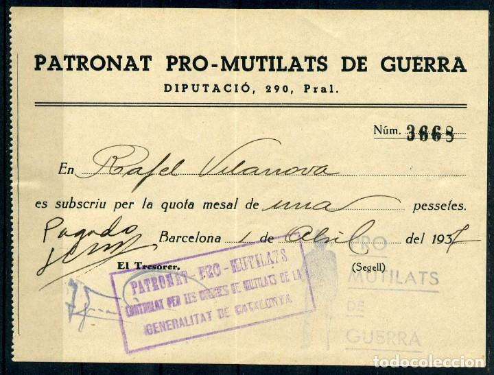 Briefmarken: PATRONATO PRO-MUTILADOS DE GUERRA (BARCELONA). APORTACI&Oacute;N DE 1 PTA. 1 ABRIL 1937. NO RESE&Ntilde;ADA