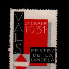 Sellos: 0528 VIÑETA DE VALLS DE LES FESTES DE LA CANDELA 2 FEBRER 1931.. Lote 145454410