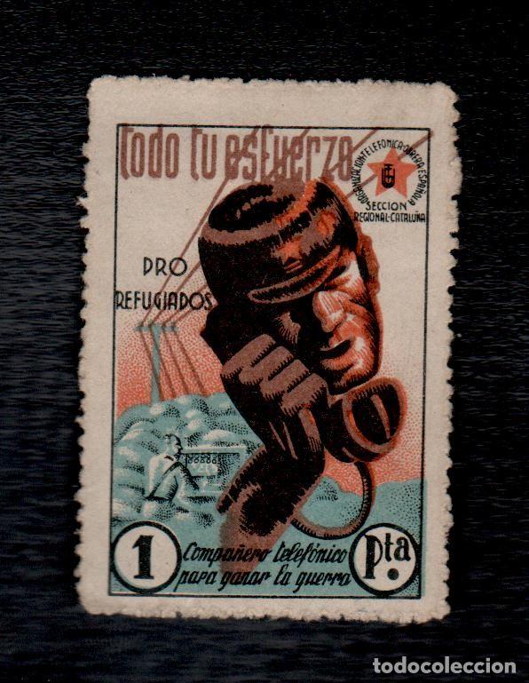 Stamps: CL3-36 GG-2032 Guerra Civil PRO REFUGIADOS Organizacion TELEFONICA Obrera Espa&ntilde;ola Valor 1 Pta. con