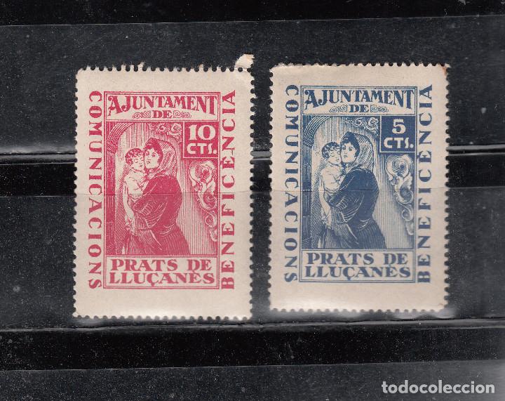 Briefmarken: AJUNTAMENT DE PRAT DE LLU&ccedil;ANES. BENEFICENCIA. 2 SELLOS DE 5 Y 10 CTS.