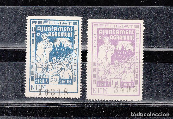 Briefmarken: AJUNTAMENT DE AGRAMUNT. SEGELL PRO-REFUGIATS. 2 SELLOS E 50 CTS Y 1 PTA.