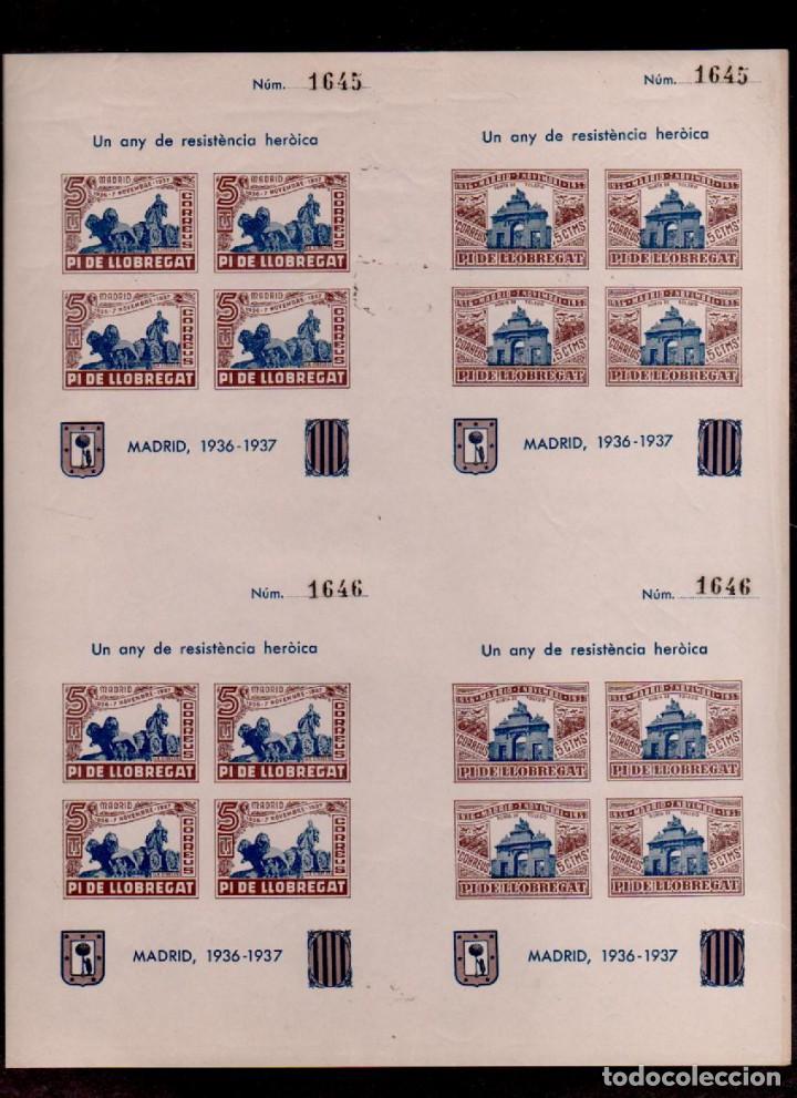 Briefmarken: L10-2 PI DE LOBREGAT HOJITA BLOQUE DE 4 HOJITAS, SIN DENTAR, Fesofi n&ordm; 7 y 8 Leyenda UN ANY DE RESIS