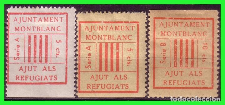 Briefmarken: Tarragona MONTBLANC, Guerra Civil, FESOFI n&ordm; 1, 2 y 4 *
