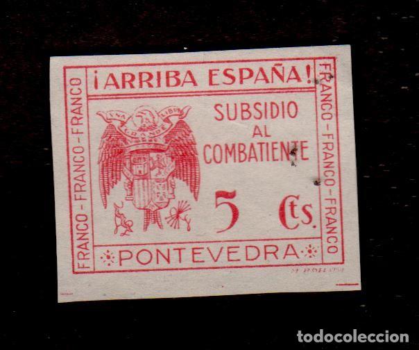 Stamps: A3-13 Vi&ntilde;eta Guerra Civil Subsidio al Combatiente PONTEVEDRA. Fesofi n&ordm; 16 sin dentar Valor5 cts