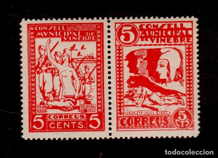 Stamps: A3-13 Vi&ntilde;eta Guerra Civil VINEBRE (Tarragona)    Fesofi n&ordm; 11phm PAREJA HORIZONTAL MIXTA. Valor 5 ct