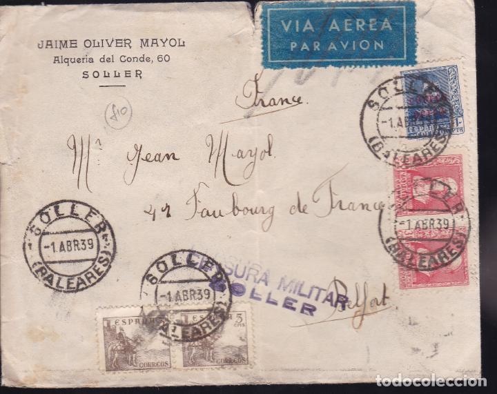 Cm2-28- carta soller (baleares)- francia 1939. - Comprar 