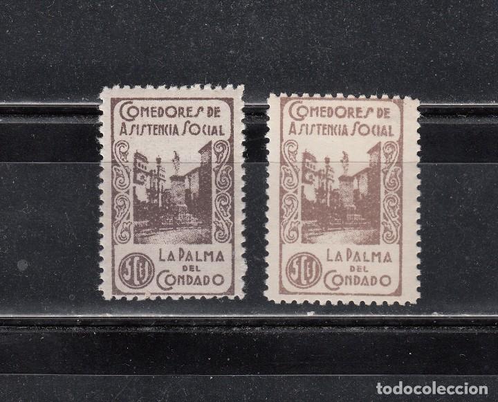 Briefmarken: LA PALMA DEL CONDADO. COMEDORES DE ASISTENCIA SOCIAL. 2 SELLOS DE 5 CTS. EN DIVERSAS TONALIDADES