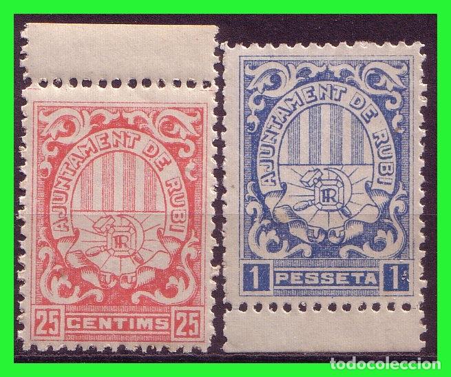 Briefmarken: Barcelona, Rubi, Guerra Civil, FESOFI N&ordm; 5 y 6 * * variedad