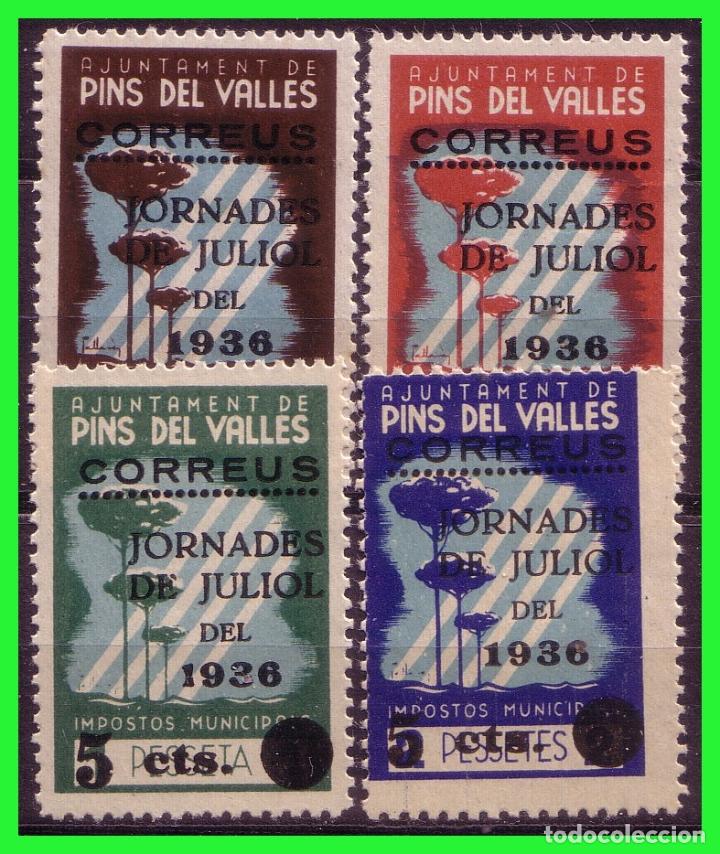 Briefmarken: Barcelona, Pins del Vall&eacute;s, Guerra Civil, FESOFI N&ordm; 8 a 12, sin 11 * *