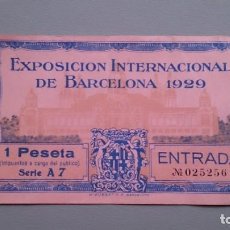 Sellos: ENTRADA- EXPOSICION INTERNACIONAL DE BARCELONA 1929 - RARA Y ESCASA - POCAS CONOCIDAS.
