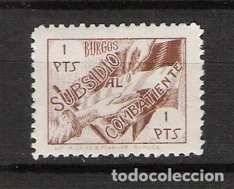 Briefmarken: 0356 guerra civil BURGOS Subsidio al Combatiente 1p. Fesofi N&ordm; 19 sin fijasellos