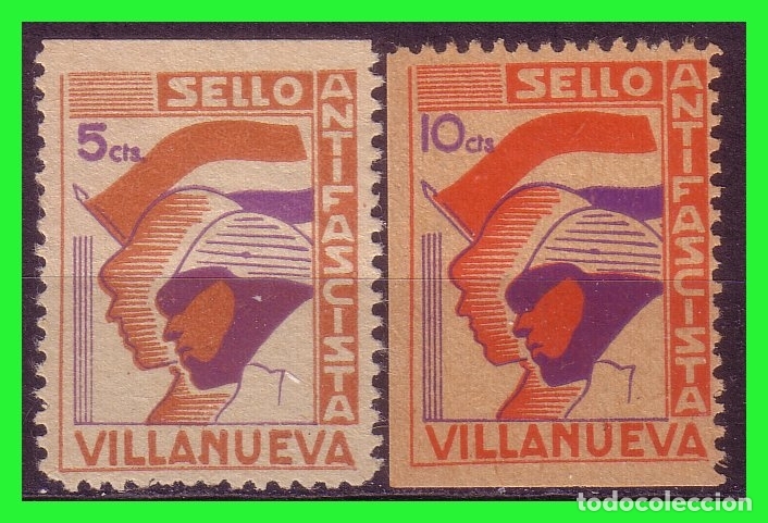 Briefmarken: Guera Civil sello local VILLANUEVA, Ja&eacute;n, FESOFI n&ordm; 2 y 3 (*)
