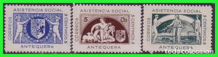 Briefmarken: M&Aacute;LAGA Antequera, Sellos locales guerra civil, FESOFI n&ordm; 4 a 6 *