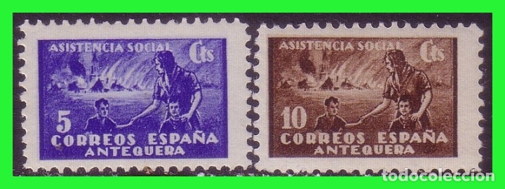 Briefmarken: M&Aacute;LAGA Antequera, Sellos locales guerra civil, FESOFI n&ordm; 13 y 14 *