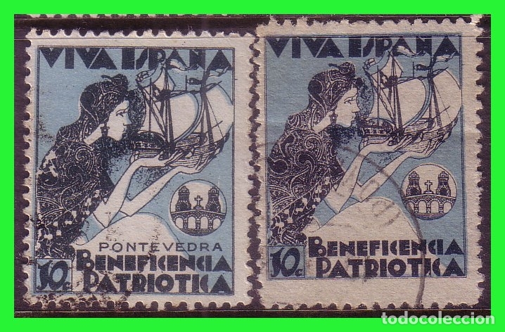 Briefmarken: Guerra Civil, PONTEVEDRA, Pontevedra FESOFI n&ordm; 1 y 2 (o)