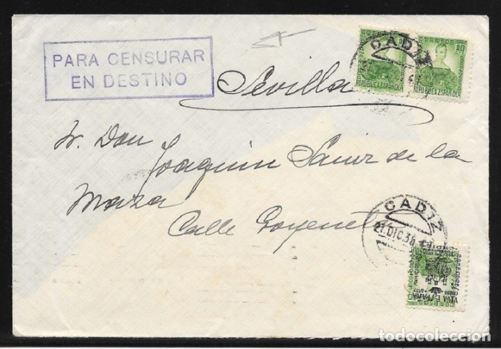 Sellos: 1936.- CADIZ A SEVILLA. - Foto 1