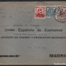 Sellos: CARTA DE UNION ESPAÑOLA DE EXPLOSIVOS, DE CADIZ A SEVILLA,.VER FOTOS