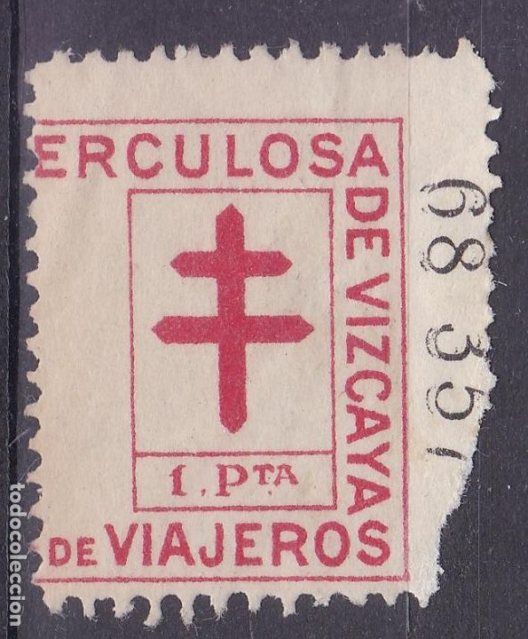 Selos: BB3- Guerra Civil . Rara Vi&ntilde;eta TUBERCULOSA de VIZCAYA de VIAJEROS 1 Pta