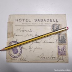 Sellos: SOBRE HOTEL SABADELL BURGOS 1938. Lote 191629872