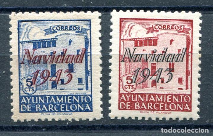Briefmarken: Edifil SH 53/54 de Barcelona. Nuevos con fijasellos, el azul 2 puntos &oacute;xido. Navidad 1943