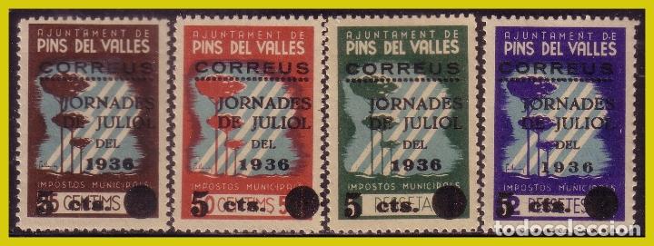 Stamps: Guerra civil, Barcelona PINS DEL VALL&Eacute;S, FESOFI n&ordm; 7 a 10 * *