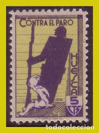 Stamps: Guerra civil, Sellos locales Huesca, Ni&ntilde;o sentado y combatiente, FESOFI n&ordm; 15 * * Contra el paro