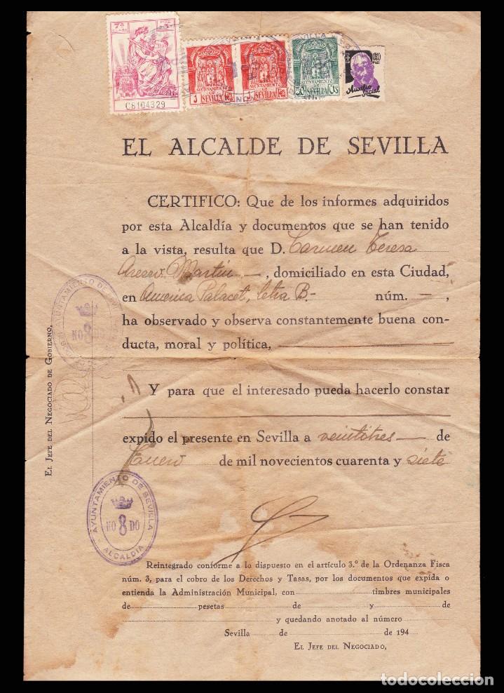 * certificado buena conducta. 1947. ayto. de se  Comprar Sellos