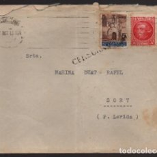Sellos: CARTA CIRCULADA A SORT-LERIDA- C.M. FECHADA- 13 OCT..1937.- VER FOTOS. Lote 203398606