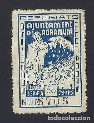 Briefmarken: V1-1 Guerra Civil AGRAMUNT (Lerida) SEGELL PRO REFUGIATS LLUITADORS Fesofi n&ordm; 4 Valor 50 cent Col