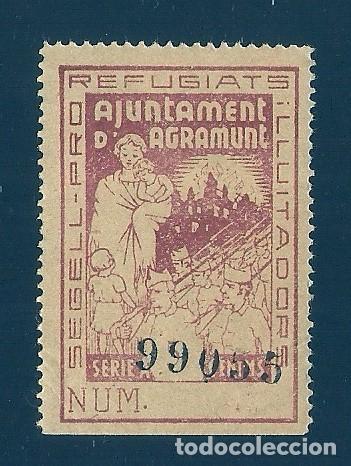 Briefmarken: V1-1 Guerra Civil AGRAMUNT (Lerida) SEGELL PRO REFUGIATS LLUITADORS Fesofi n&ordm; 1 Valor 5 cent Color