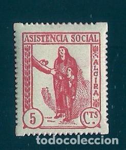 Briefmarken: V1-1 Guerra Civil ALCIRA (Valencia) ASISTENCIA SOCIAL Fesofi n&ordm; 1 Valor 5 Cts. Color NARANJA fijase