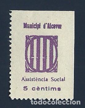 Briefmarken: V1-1 Guerra Civil ALCOVER (Tarragona) Fesofi n&ordm; 2a Variedad RAYA CENTRAL POR FALLO DE IMPRESION Valo