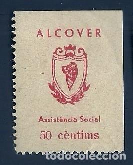 Briefmarken: V1-1 Guerra Civil ALCOVER (Tarragona) Fesofi n&ordm; 7 Valor 50 cts Color carmin fijasellos