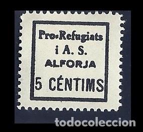 Briefmarken: CL8-20 Guerra Civil ALFORJA (Tarragona) Fesofi n&ordm; 1 Valor 5 cts. Color NEGRO fijasellos