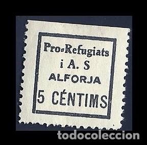 Briefmarken: CL8-20 Guerra Civil ALFORJA (Tarragona) Fesofi n&ordm; 1a (sin punto despues de S) Valor 5 cts. Color NEG