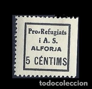 Briefmarken: CL8-20 Guerra Civil ALFORJA (Tarragona) Fesofi n&ordm; 1b (j peque&ntilde;a)Valor 5 cts. Color NEGRO fijasellos