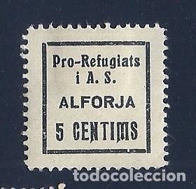 Briefmarken: CL8-20 Guerra Civil ALFORJA (Tarragona) Fesofi n&ordm; 2 Valor 5 cts. Color NEGRO fijasellos