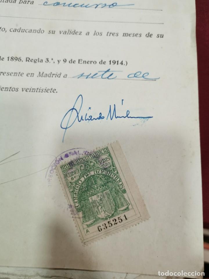 1927 Certificado De Penados Poliza Fiscal 7ª Comprar Sellos Viñetas