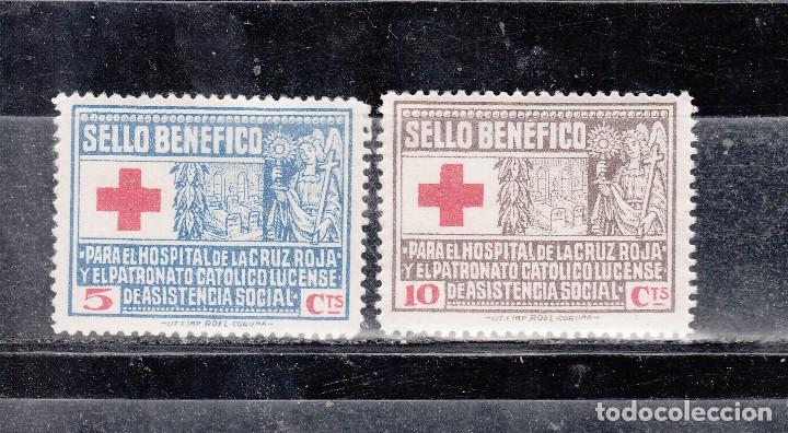 Selos: SELLO BEN&Eacute;FICO PARA EL SOSTENIMIENTO DE LA CRUZ ROJA. SERIE 2 SELLOS DE 5 Y 10 CTS.