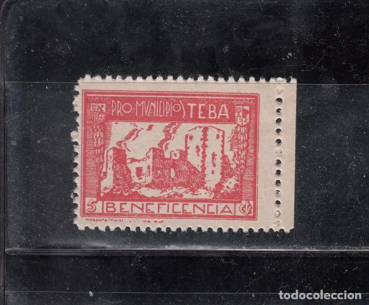 Stamps: PRO-MUNICIPIOS. TEBA. BENEFICENCIA, 5 CTS.
