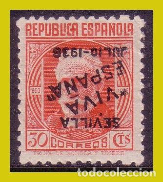 Selos: Emisiones Locales Patri&oacute;ticas, SEVILLA 1936 Sellos republicanos, EDIFIL n&ordm; 9hi * *